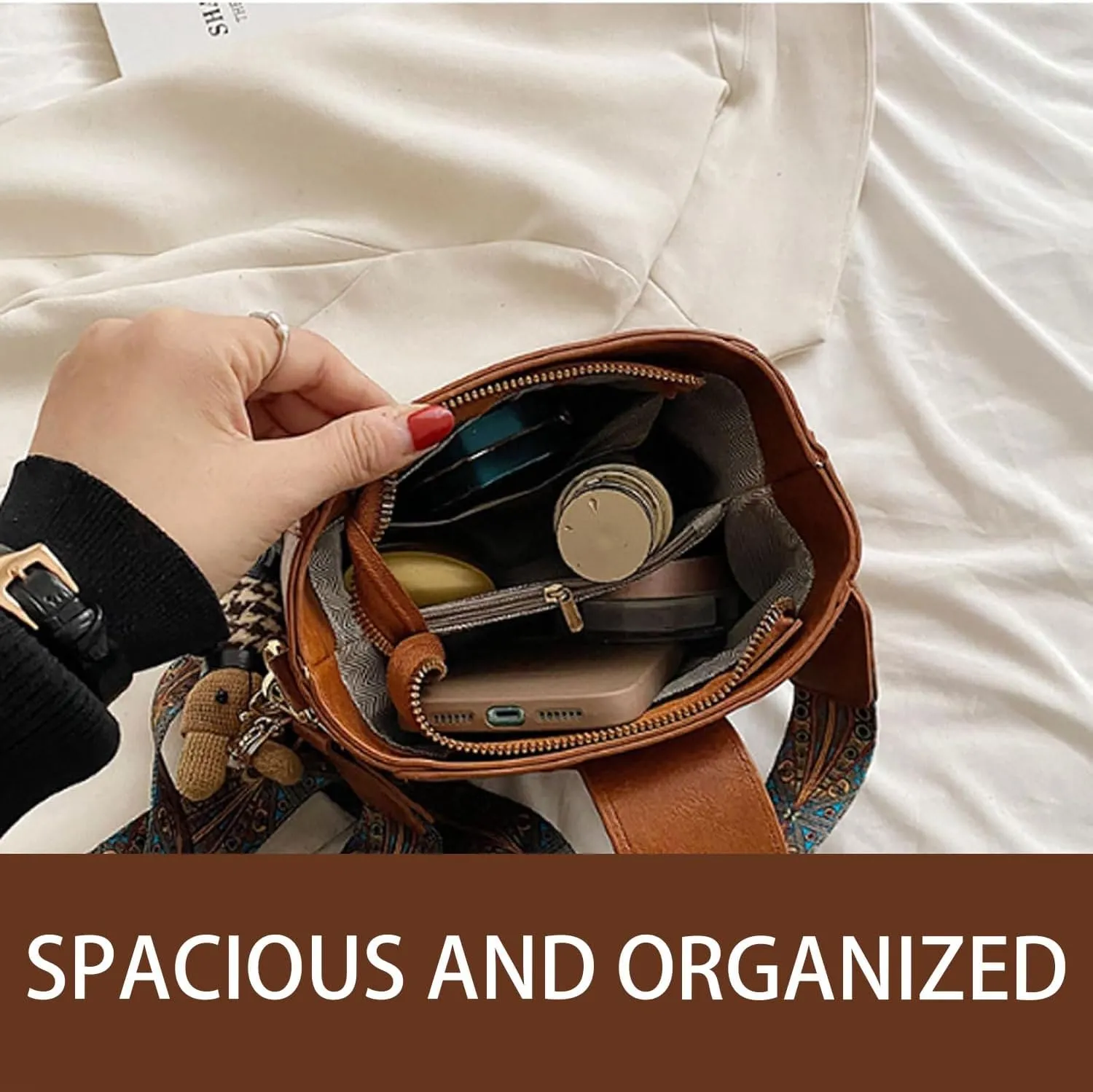 Vintage Fashion Bag With Adjustable Wider Shoulder Strap, Vintage Small Water Bucket Bag, Vintage Fashion Crossbody Bag