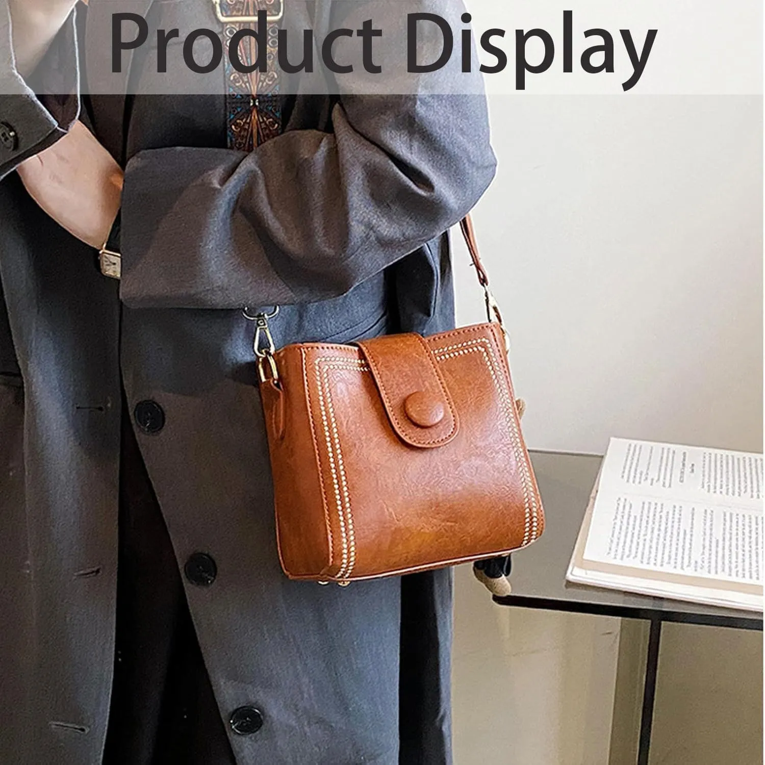 Vintage Fashion Bag With Adjustable Wider Shoulder Strap, Vintage Small Water Bucket Bag, Vintage Fashion Crossbody Bag