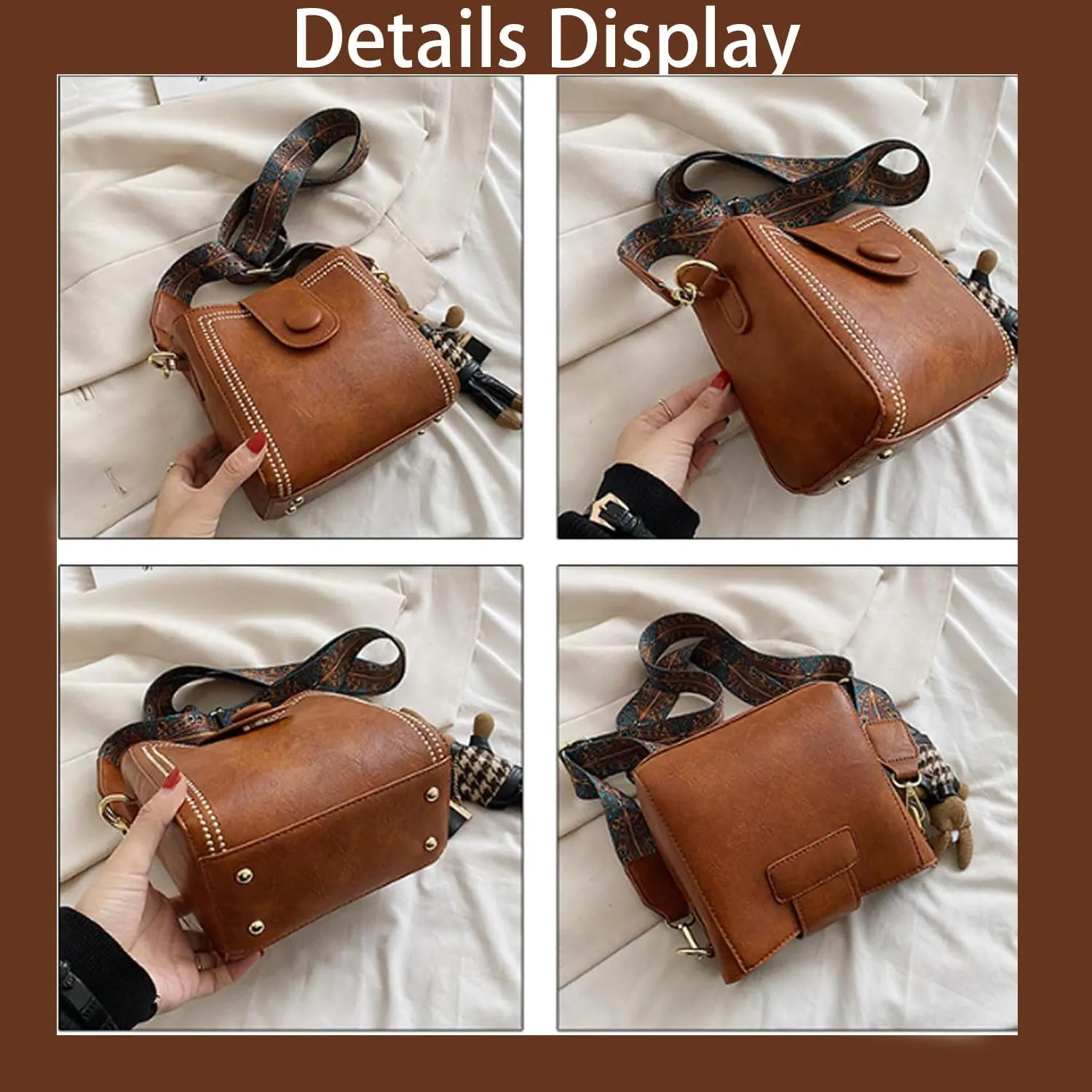 Vintage Fashion Bag With Adjustable Wider Shoulder Strap, Vintage Small Water Bucket Bag, Vintage Fashion Crossbody Bag