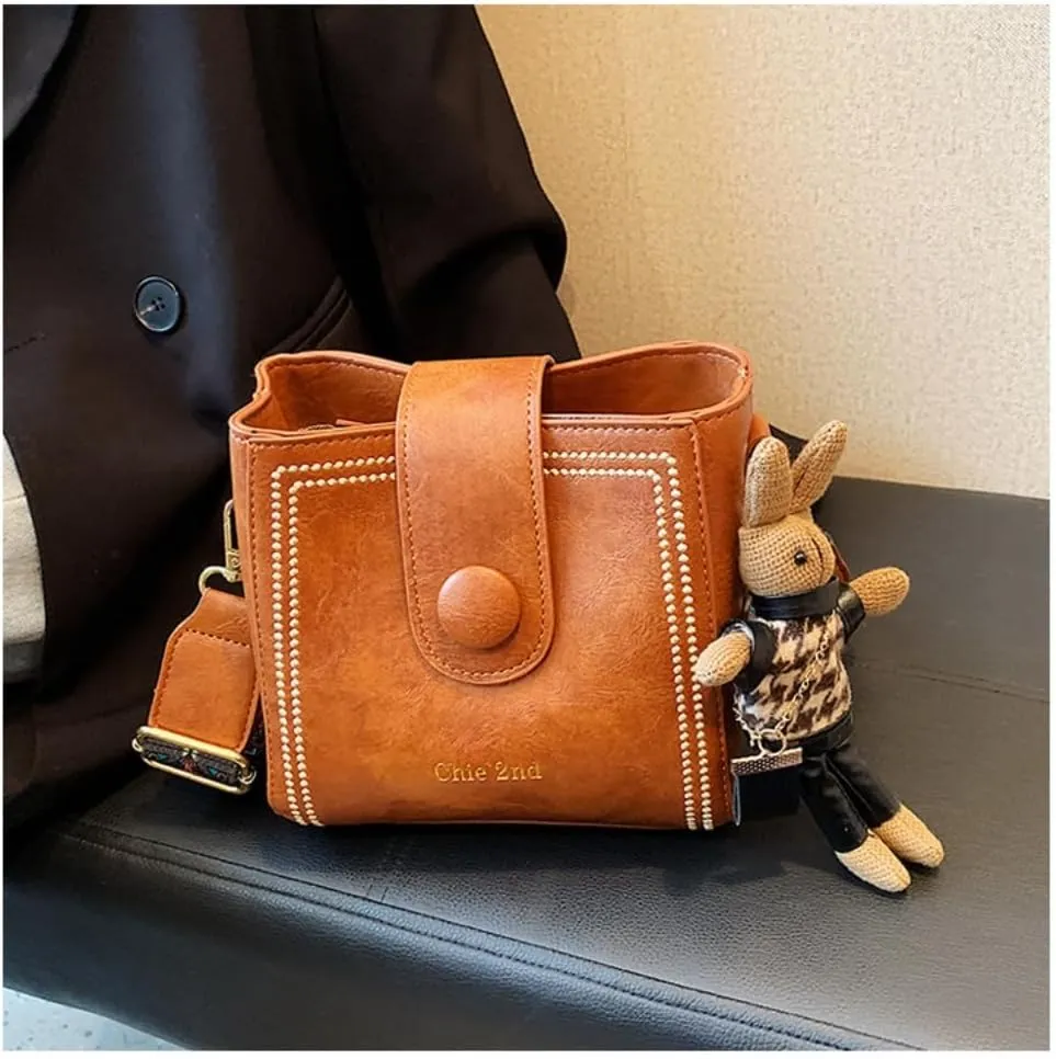 Vintage Fashion Bag With Adjustable Wider Shoulder Strap, Vintage Water Bucket Bag, Square Crossbody Small Bags for Women