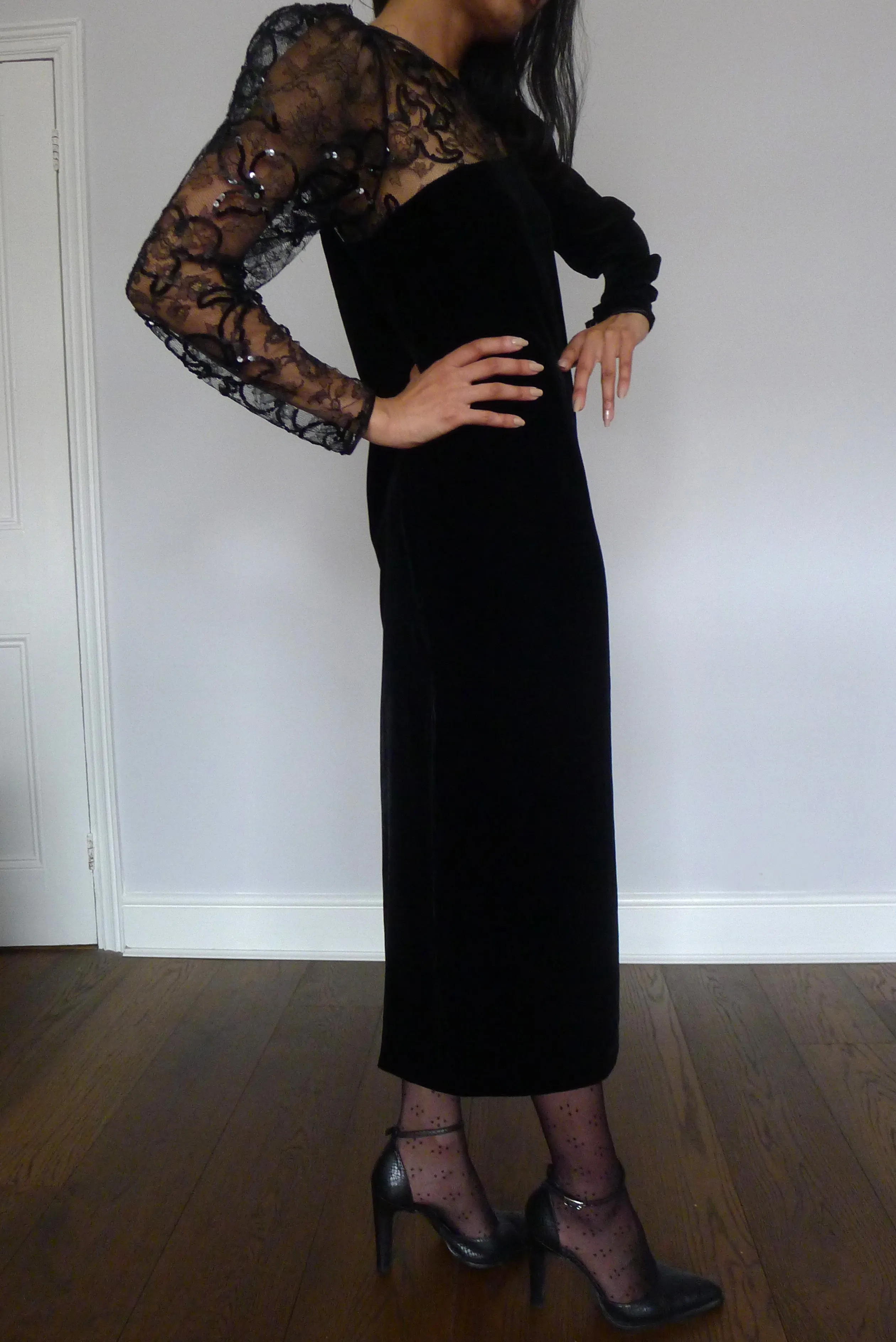 Vintage Louis Féraud Lace Velvet Dress