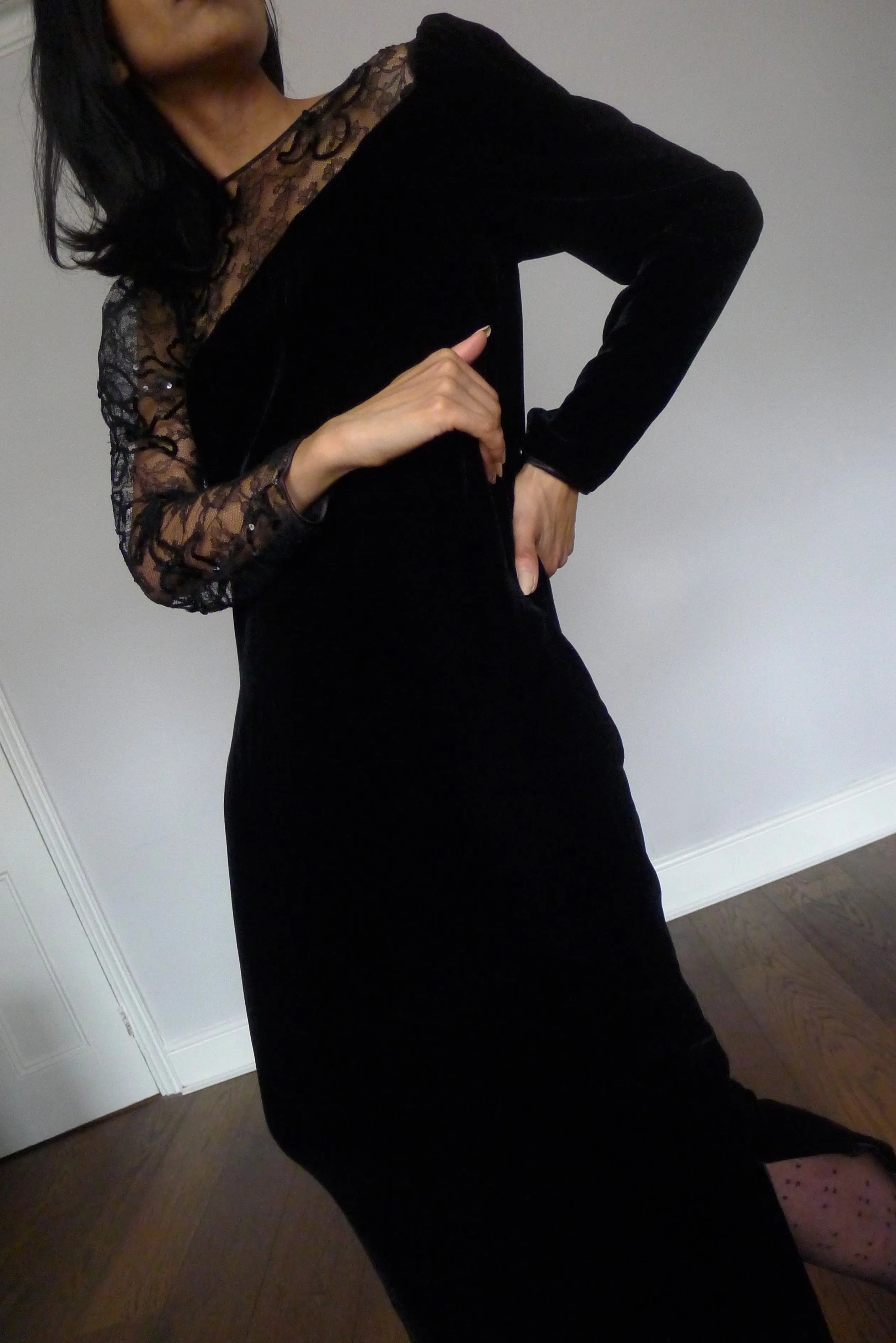 Vintage Louis Féraud Lace Velvet Dress