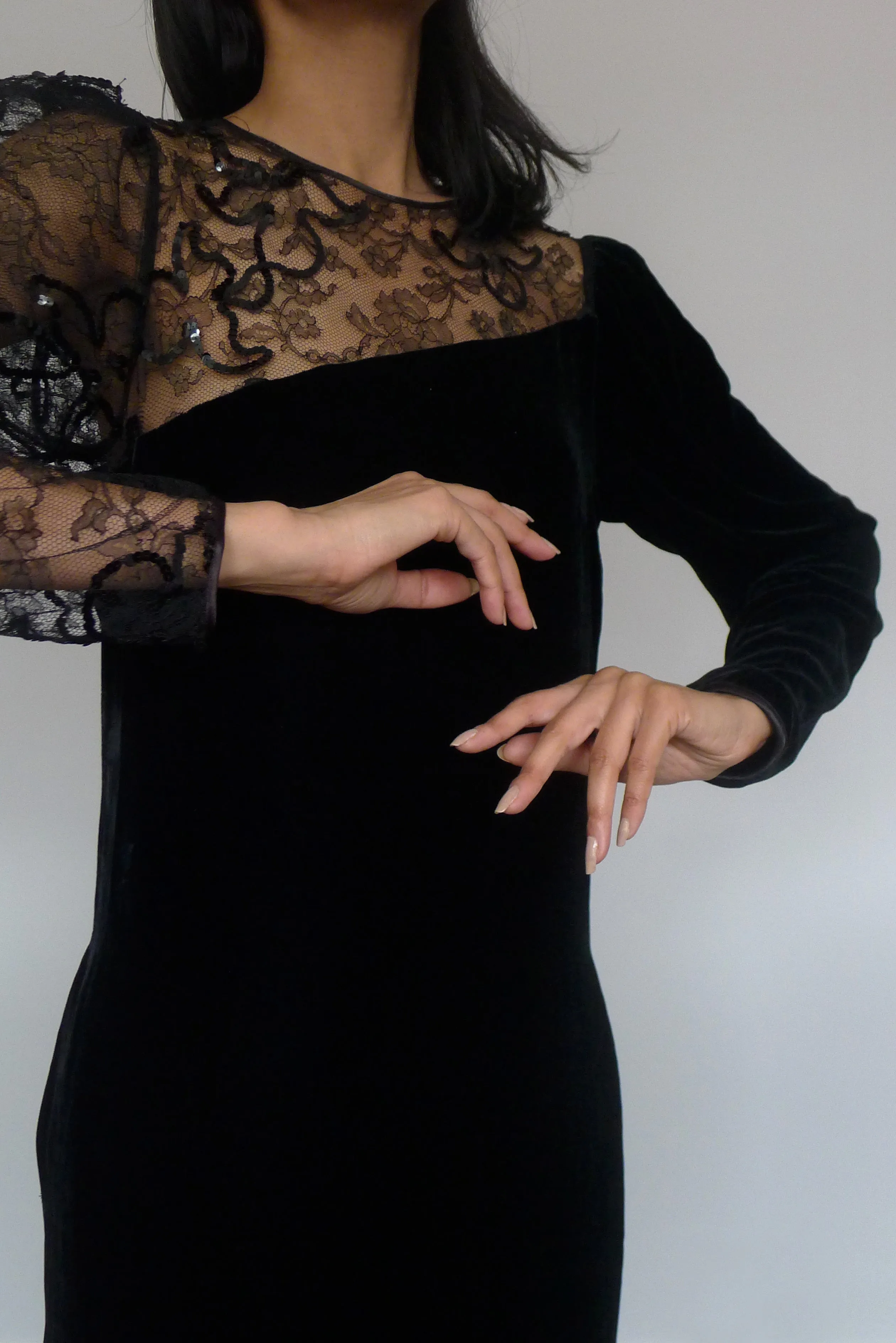 Vintage Louis Féraud Lace Velvet Dress