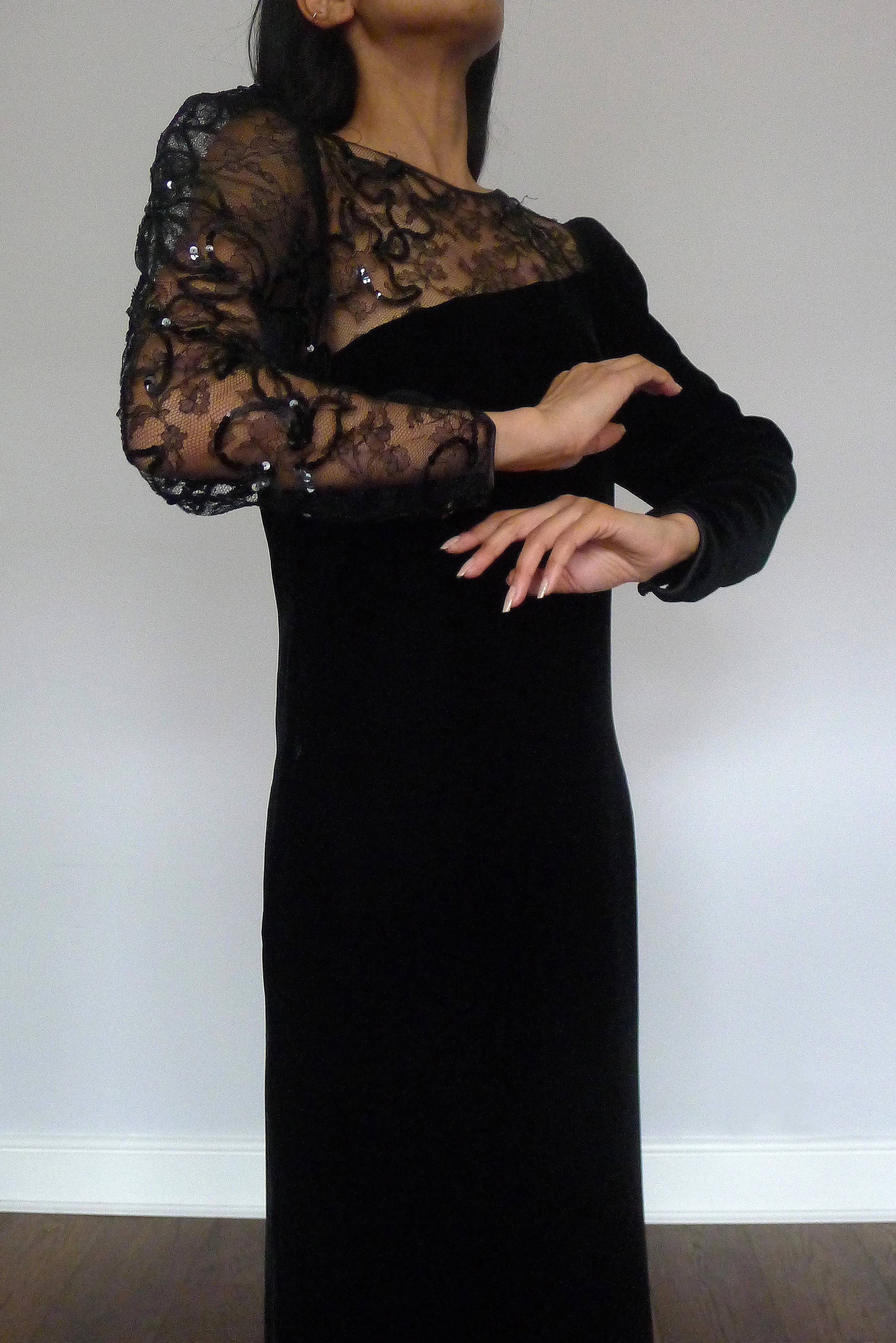 Vintage Louis Féraud Lace Velvet Dress