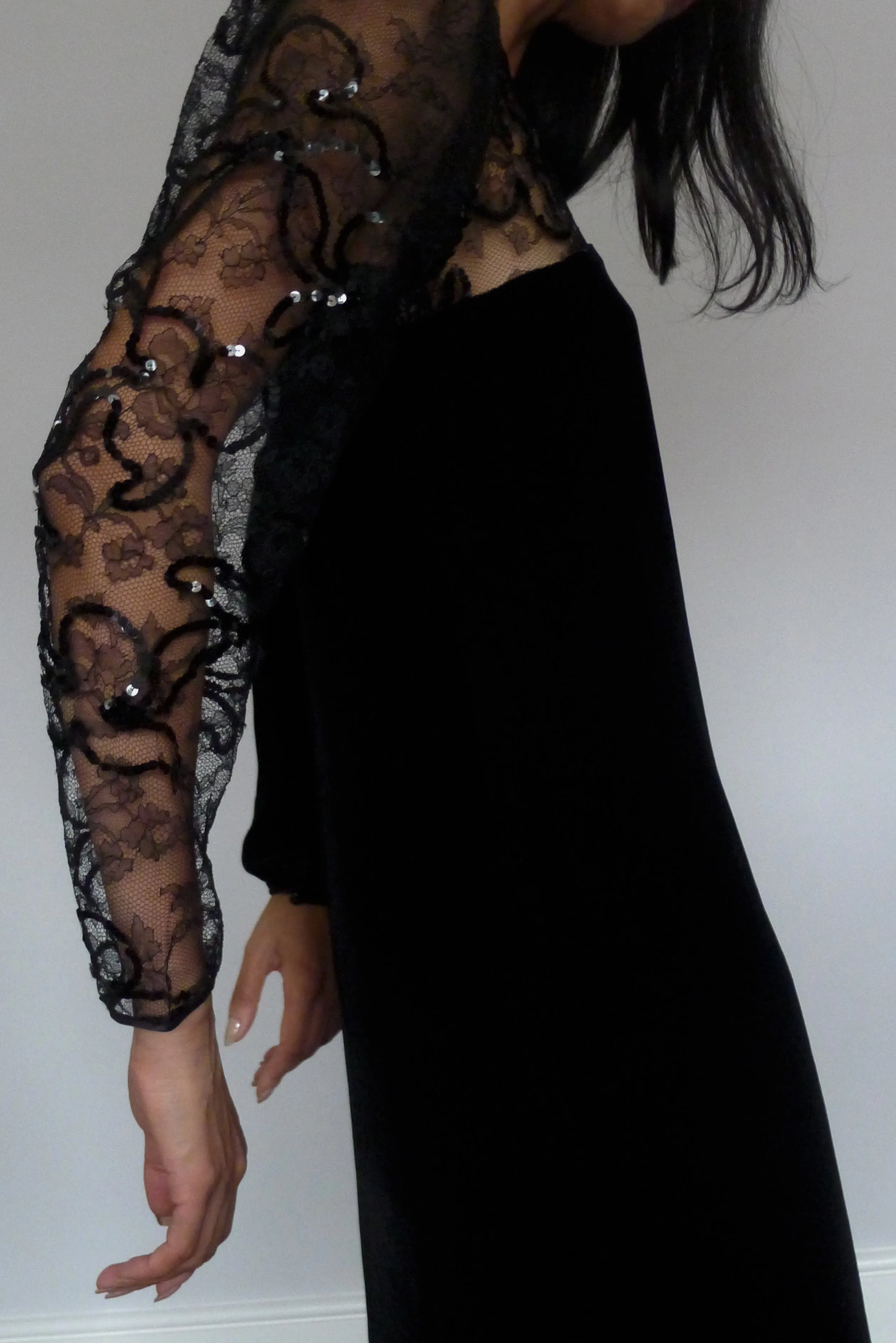 Vintage Louis Féraud Lace Velvet Dress