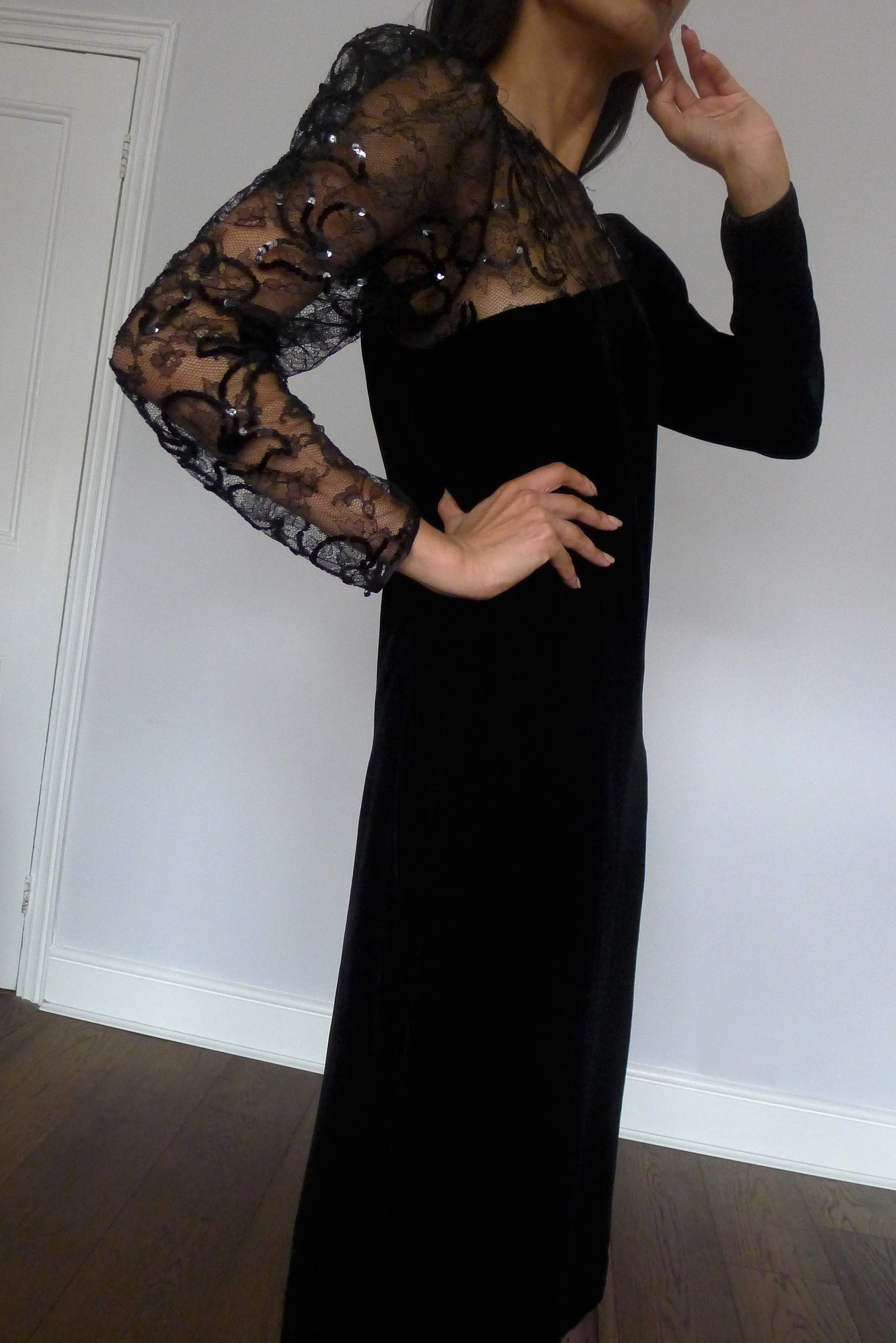 Vintage Louis Féraud Lace Velvet Dress