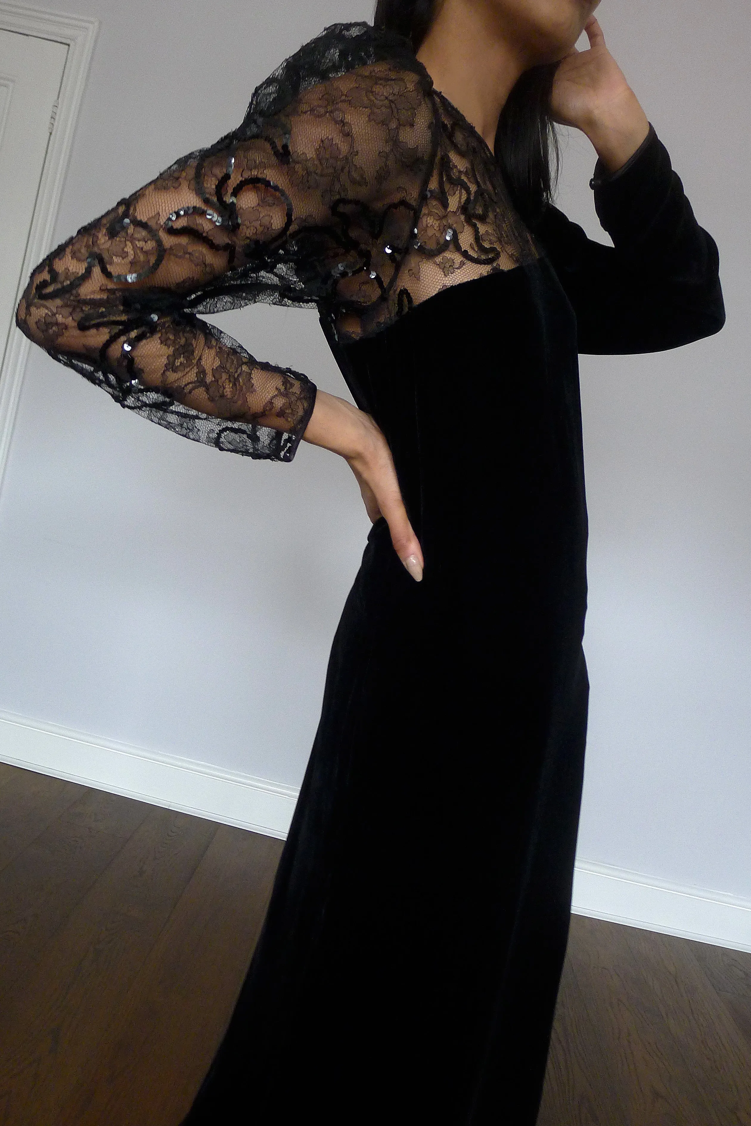 Vintage Louis Féraud Lace Velvet Dress