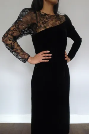 Vintage Louis Féraud Lace Velvet Dress