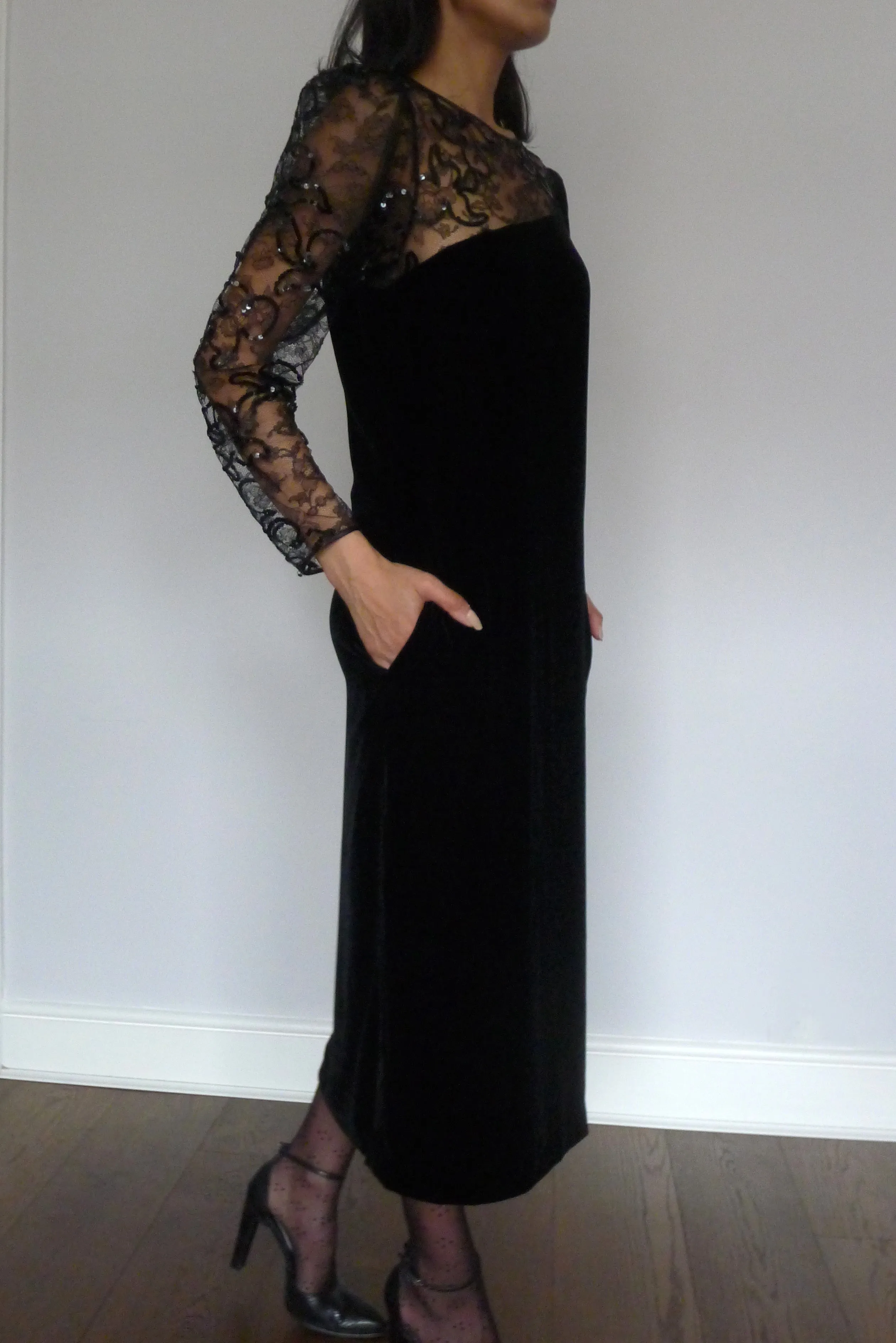 Vintage Louis Féraud Lace Velvet Dress