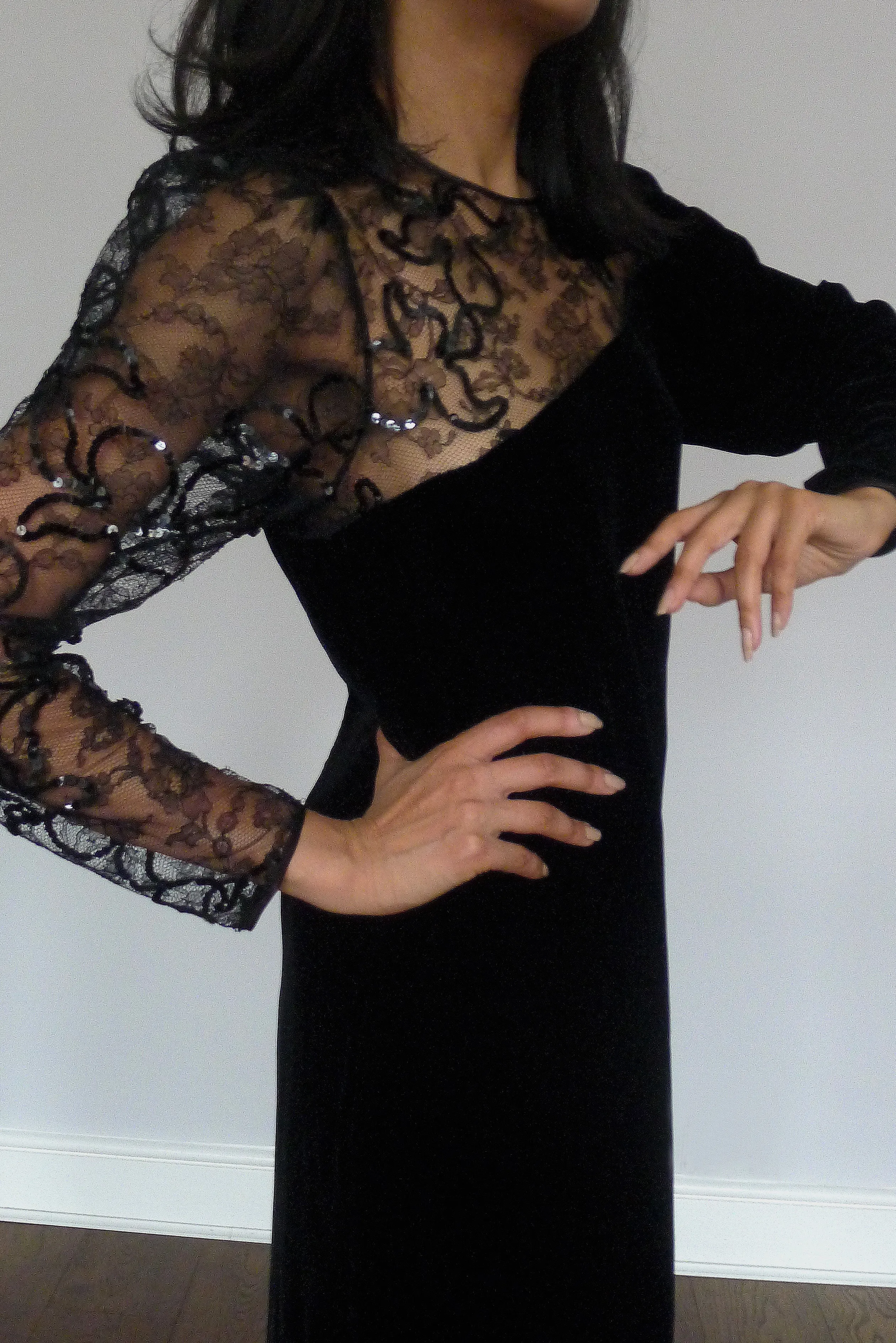 Vintage Louis Féraud Lace Velvet Dress