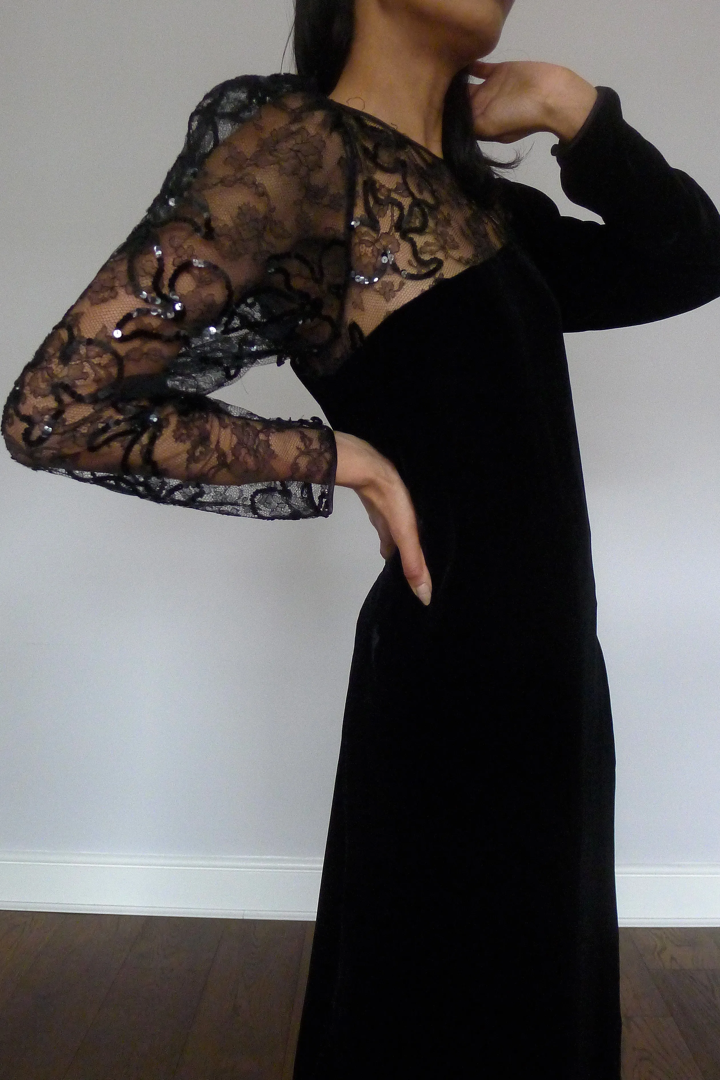 Vintage Louis Féraud Lace Velvet Dress