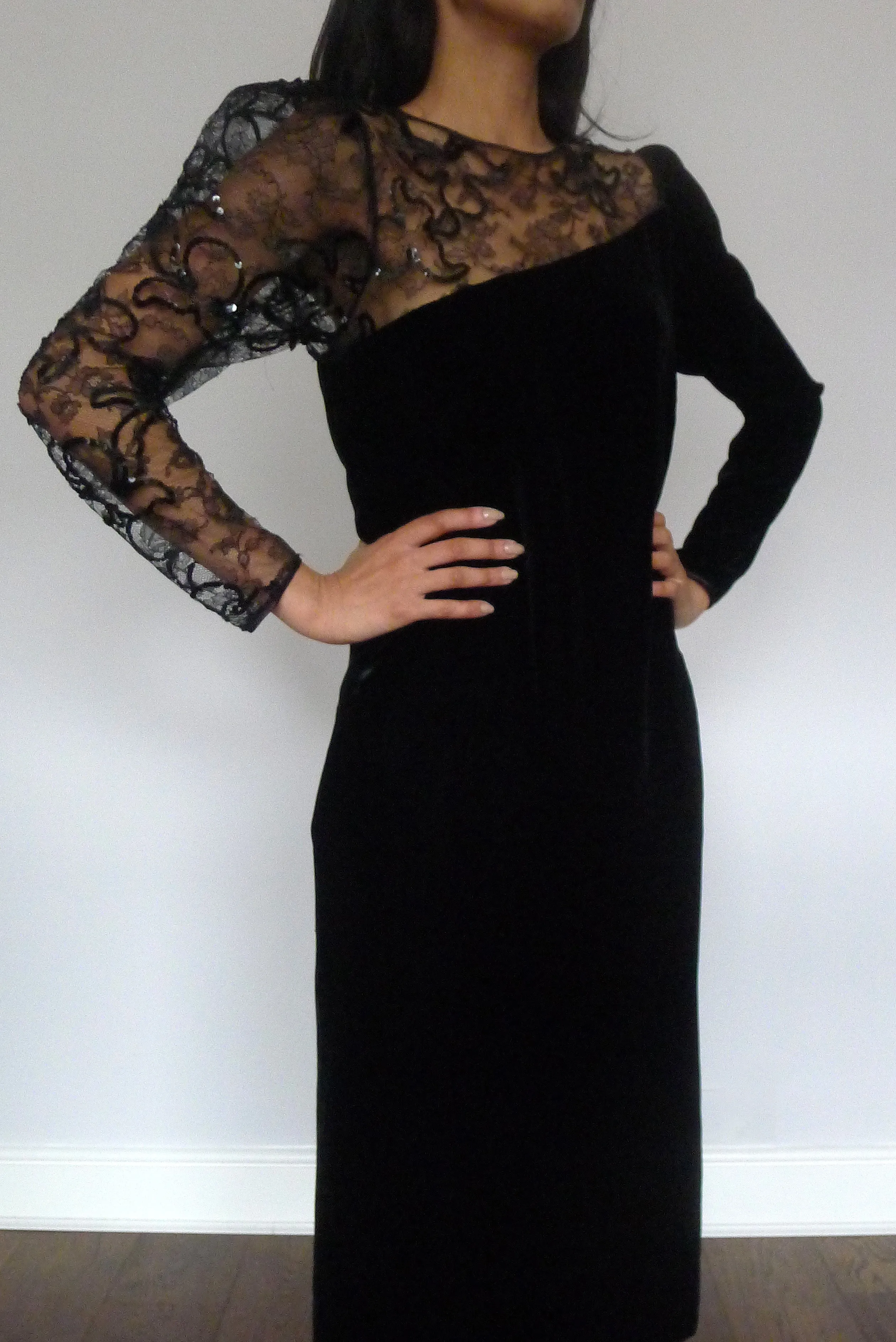 Vintage Louis Féraud Lace Velvet Dress