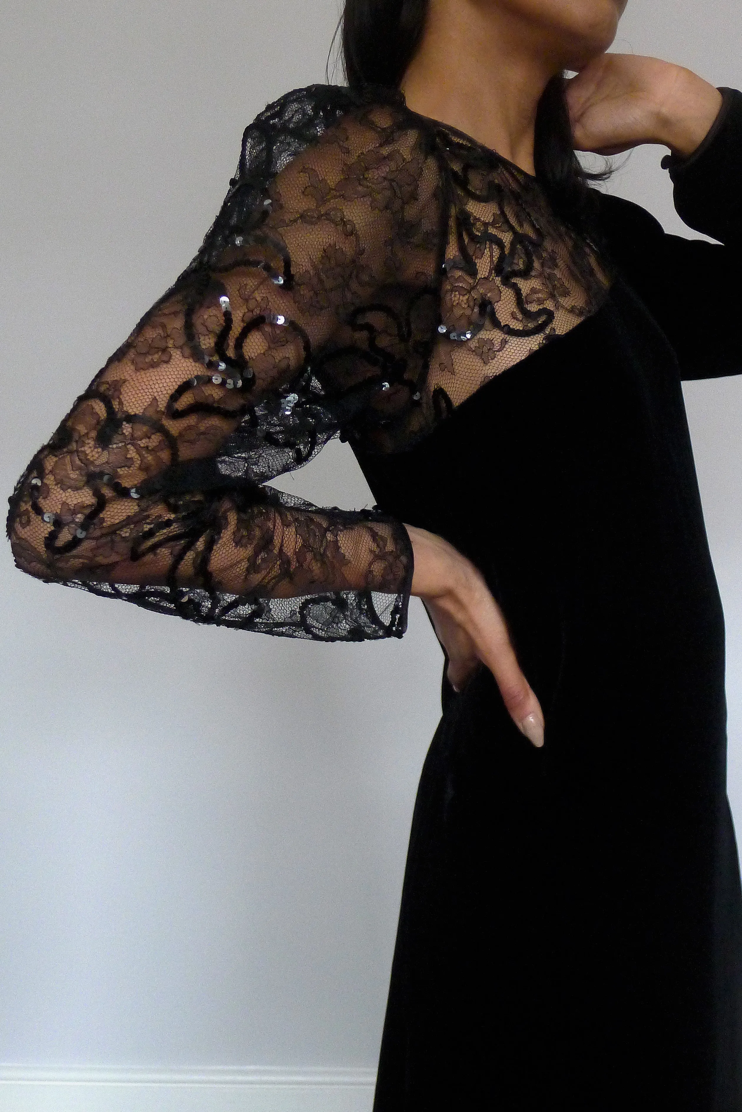 Vintage Louis Féraud Lace Velvet Dress