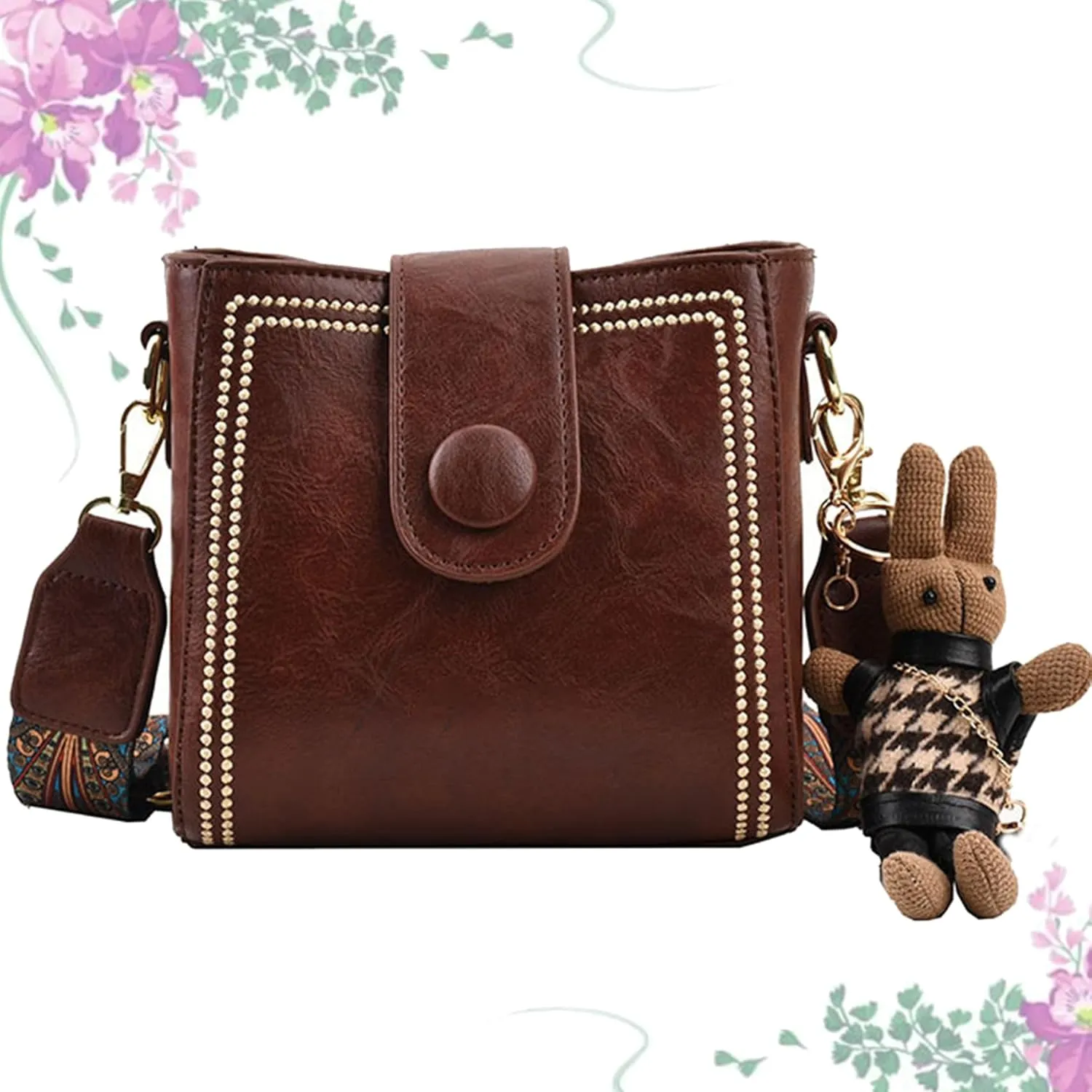 Vintage Retro Small Water Bucket Bag Crossbody Bags for Women Vintage Fashion Bag With Adjustable Wider Shoulder Strap