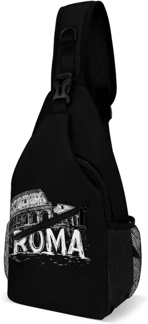 Vintage Roman Architecture Casual Sling Bag Backpack Travel Shoulder Chest Crossbody Bags Adjustable Daypack Unisex