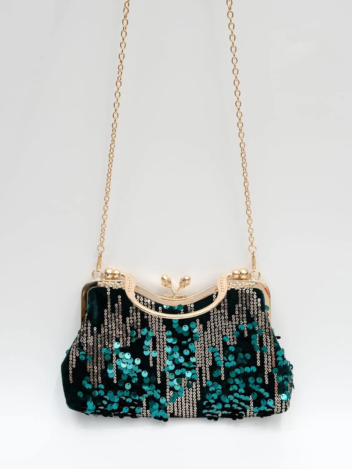 Vintage sequined velvet evening bag flower hardware handbag suitable for banquet wedding party formal occasions