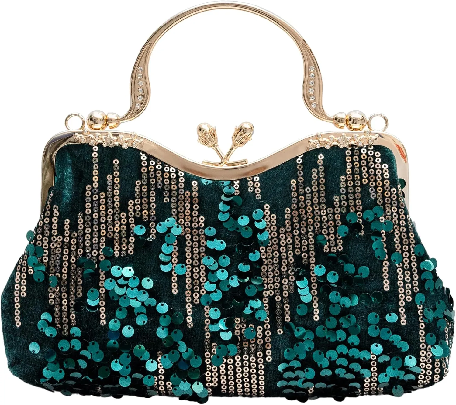 Vintage sequined velvet evening bag flower hardware handbag suitable for banquet wedding party formal occasions
