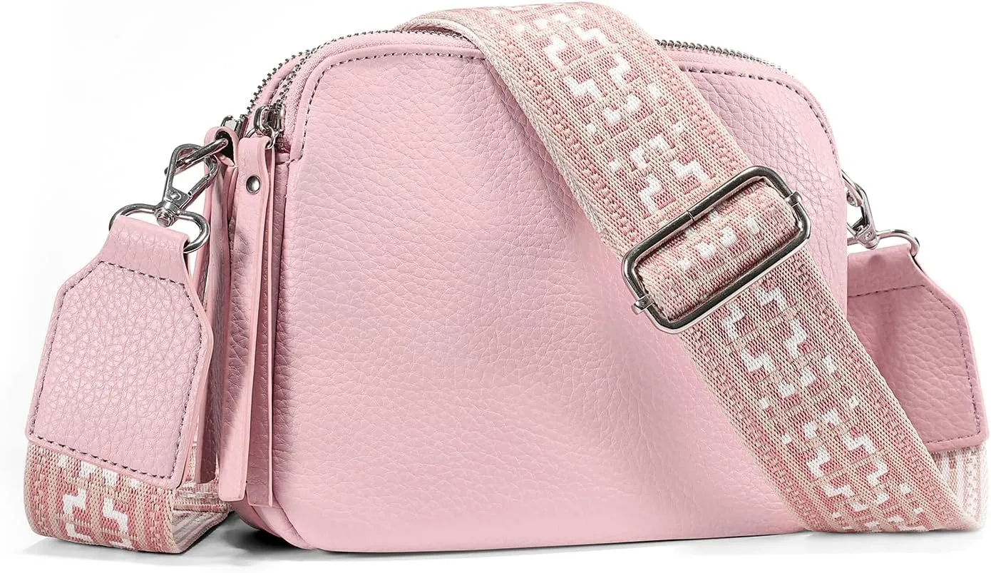 VONAL Leather Crossbody Purse for Women Triple Pockets Designed Shoulder Bag