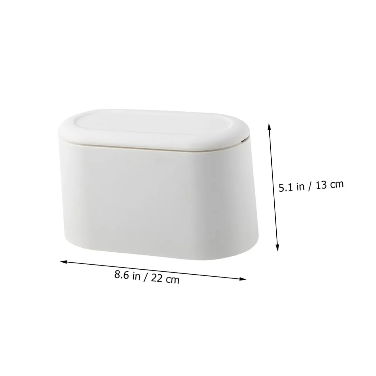 VOSAREA Modern Style Desk Trash Can White Collapsible Bin Lid Small Waste Basket for Office Home