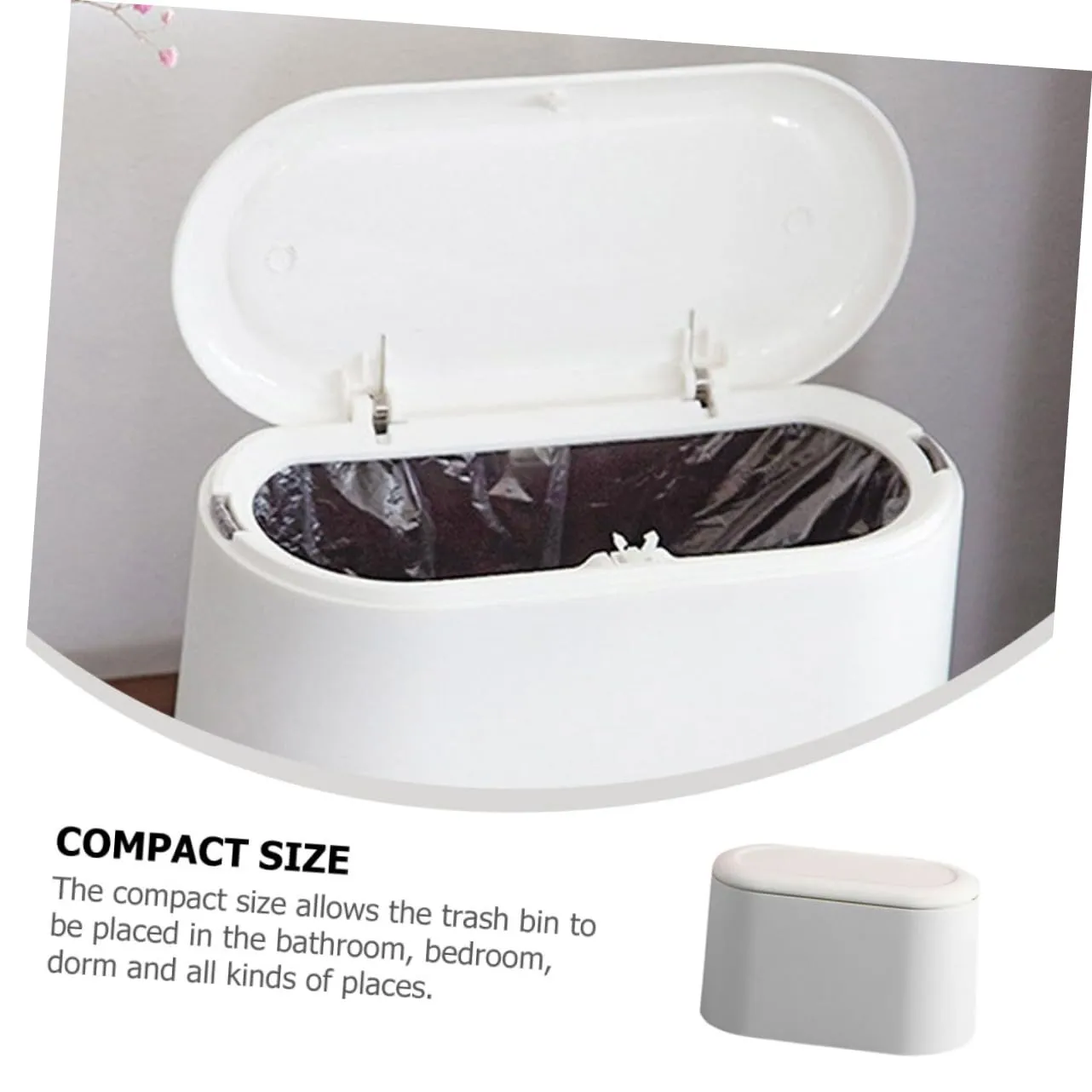 VOSAREA Modern Style Desk Trash Can White Collapsible Bin Lid Small Waste Basket for Office Home