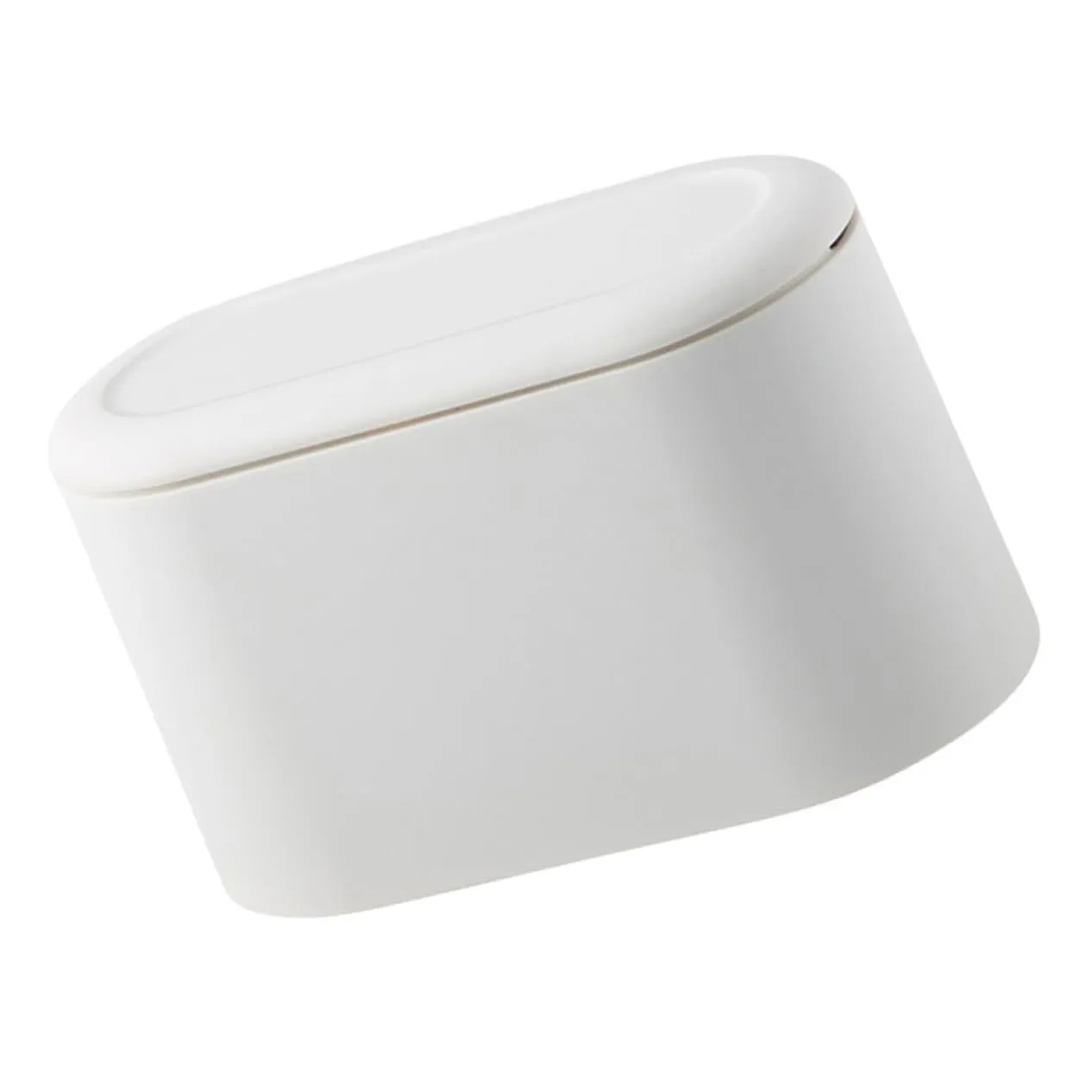 VOSAREA Modern Style Desk Trash Can White Collapsible Bin Lid Small Waste Basket for Office Home
