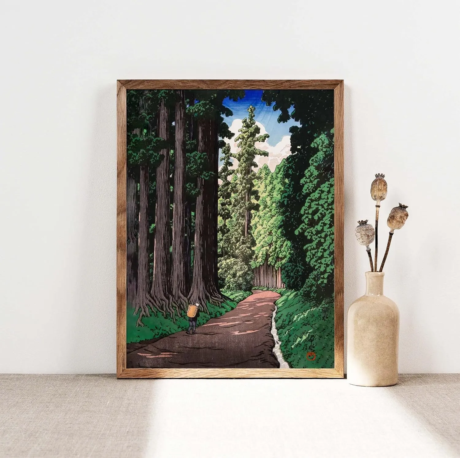 Wall Art Print The Road to Nikko Poster, Kawase Hasui Japan Art Print, Trees Wood Art Print, Traditional Japanese Art Print, Wall Art Decor 24x36 Inches