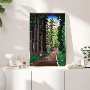 Wall Art Print The Road to Nikko Poster, Kawase Hasui Japan Art Print, Trees Wood Art Print, Traditional Japanese Art Print, Wall Art Decor 24x36 Inches