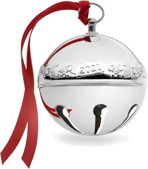 Wallace 51st Edition 2021 Silver Plated Sleigh Bell Ornament, Silver for Christmas