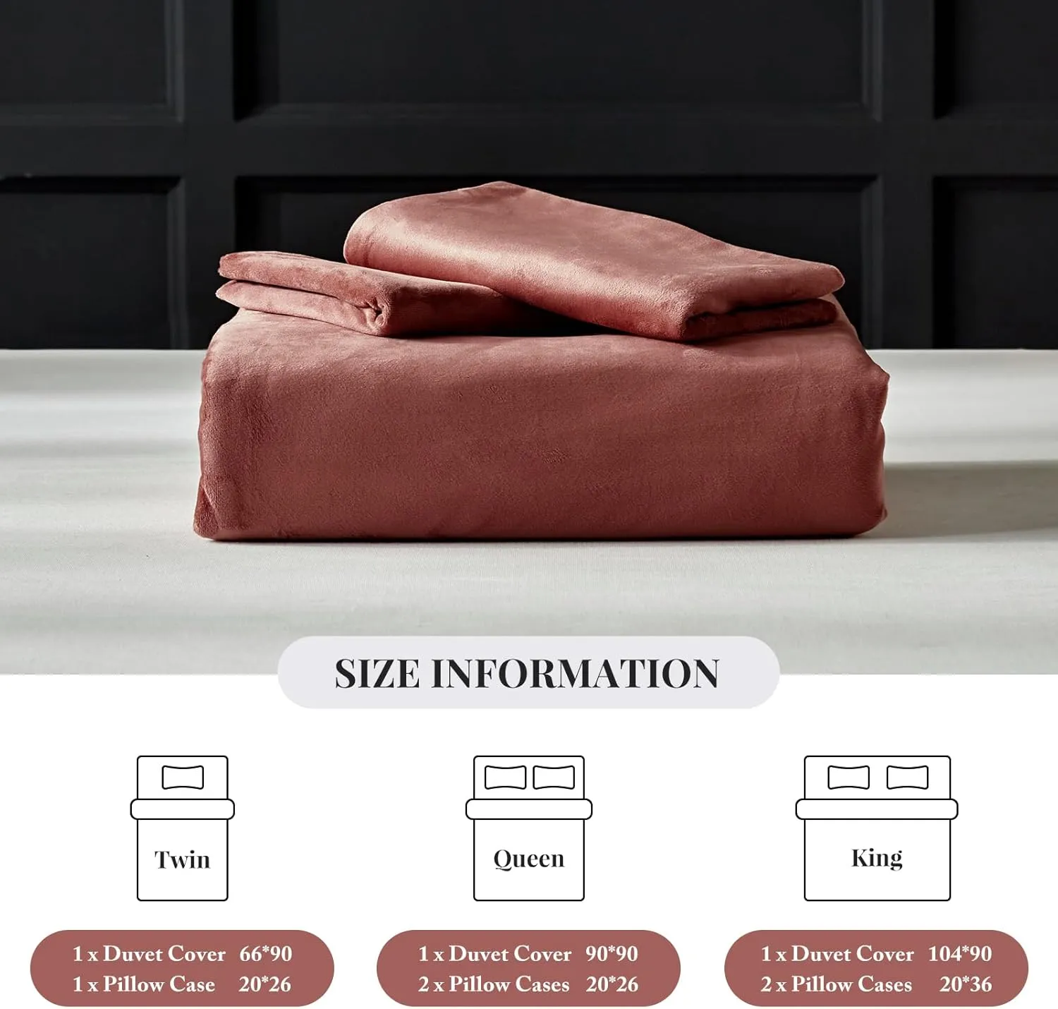 WARMDERN Blush Pink Flannel Velvet Duvet Cover King Size Duvet Cover Bedding Sets, 3pcs Ultra Soft Luxury Textured Modern Crystal Velvet Duvet Covers with Zipper Closure(Blush Pink, King)