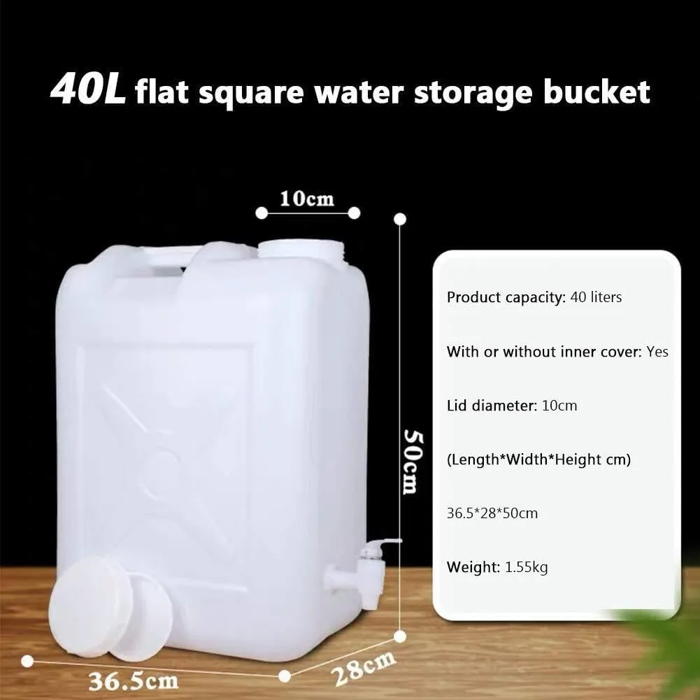 Water Storage Bucket,PE Outdoor Bucket with Faucet,Square Thick Food Grade Outdoor Large-Capacity Water Tank with Lid,Multifunctional Water Storage Bucket