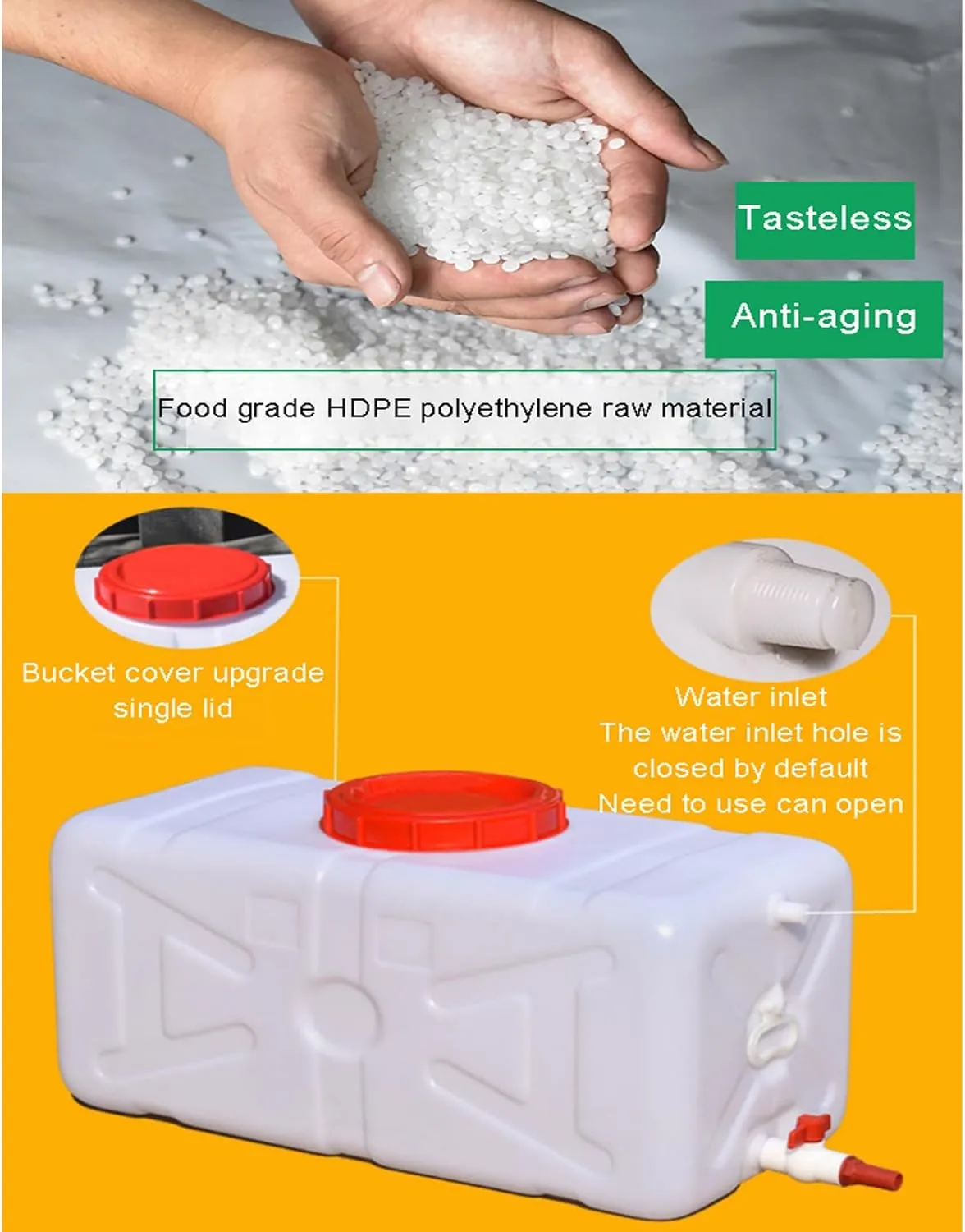 Water Storage Containers Water Carrier Plastic Water Tank with Tap Emergency Water Container 50L/80L/110L/200L Water Bucket Jug for Hiking Camping Driking Outdoors Indoors(Size:80L)