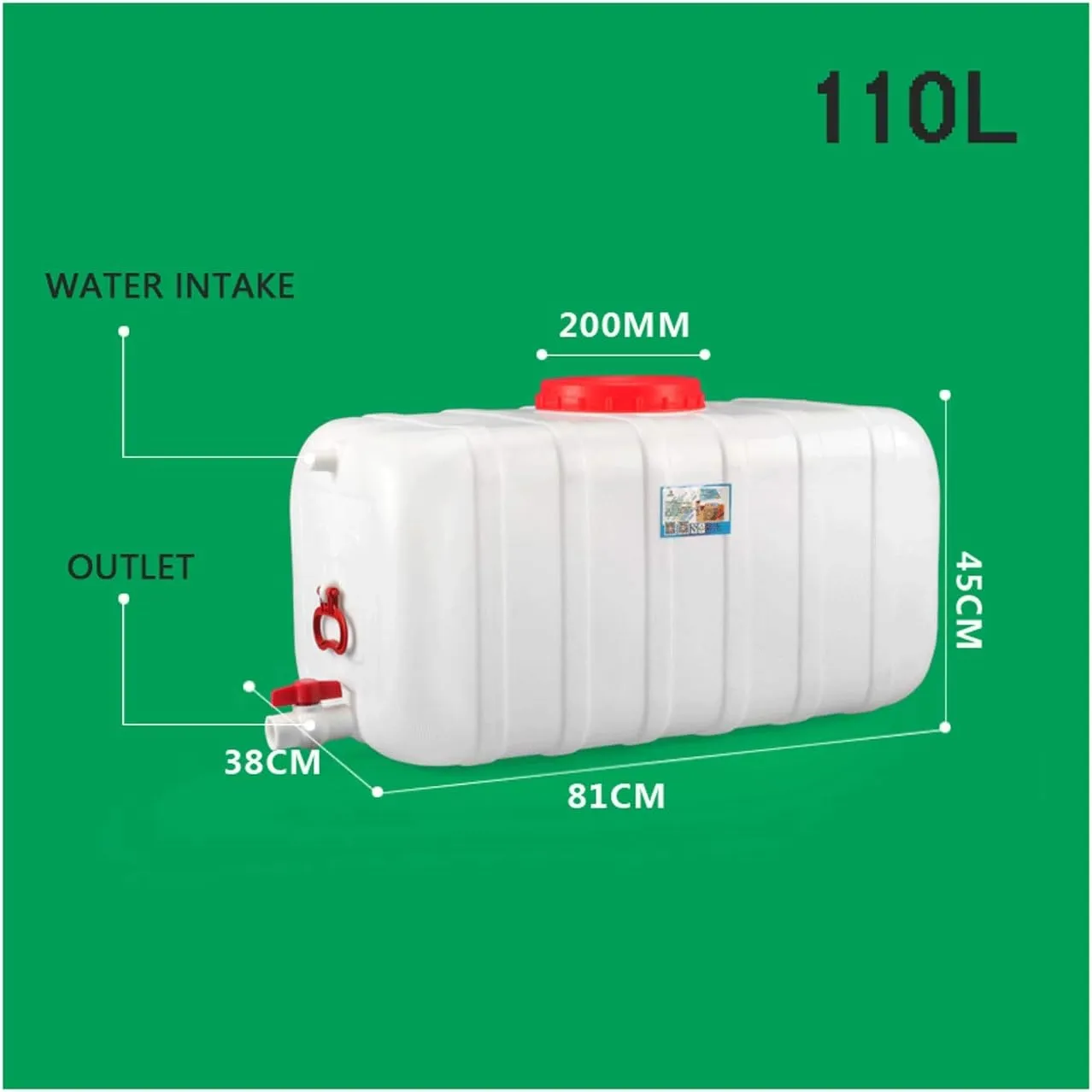 Water Tank Water Bucket, 25L/45L/110L/160L/200L Collapsible & Portable Water Container, Water Carrier Water Tank for Camping Hiking Fishing Climbing Picnic BBQ Travel Outdoor Use(Size:110L)
