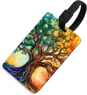 Watercolor Life for Tree Funny Luggage Tag Name ID Identify Suitcase Tags for Travel Bag Baggage Easy Identification