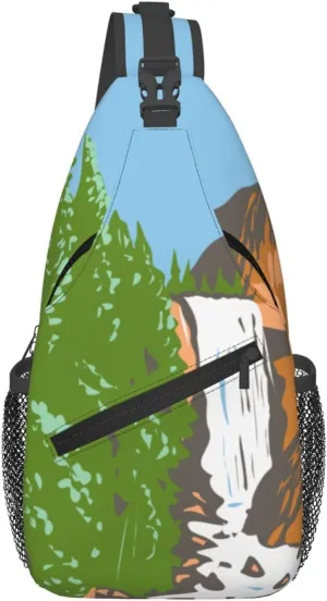 Waterfall In The Mountain Forest Crossbody Bags For Women Men Chest Backpack Gym Shoulder Bag Travel Outdoor Sports Casual Crossbody Bags