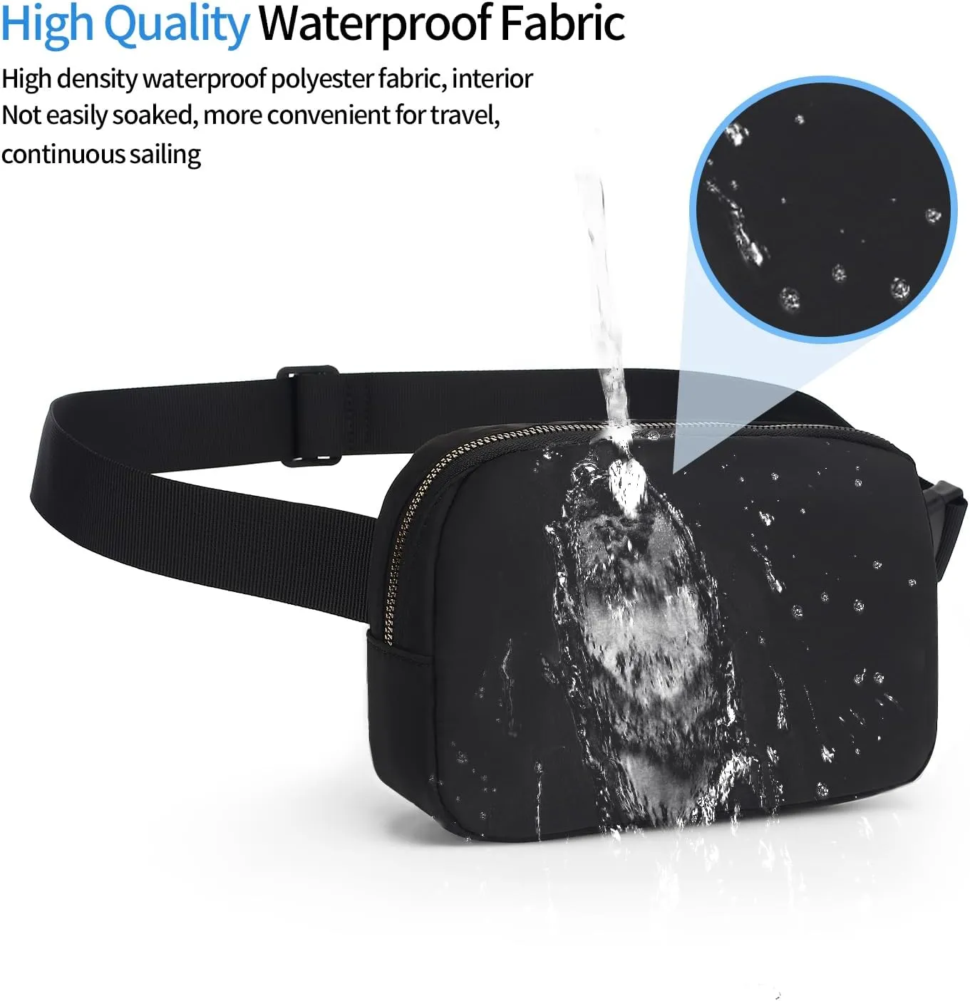 Waterproof Fanny Packs for Women Mini Belt Bag for Kids Fanny Packs for Women Mini Belt Bag Fanny Packs for Women Waterproof Waterproof Crossbody Pack Fashion Belt Bag With Adjustable Strap （Black）