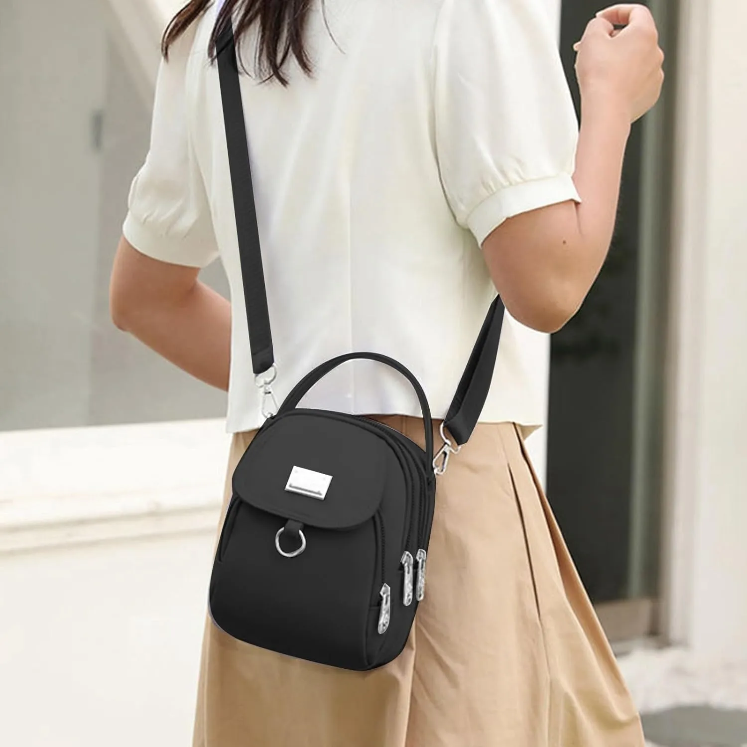 Waterproof Women Crossbody Bag Nylon Messenger Bags Simple Purse for Work, Multi-pocket Storage Shoulder Handbag