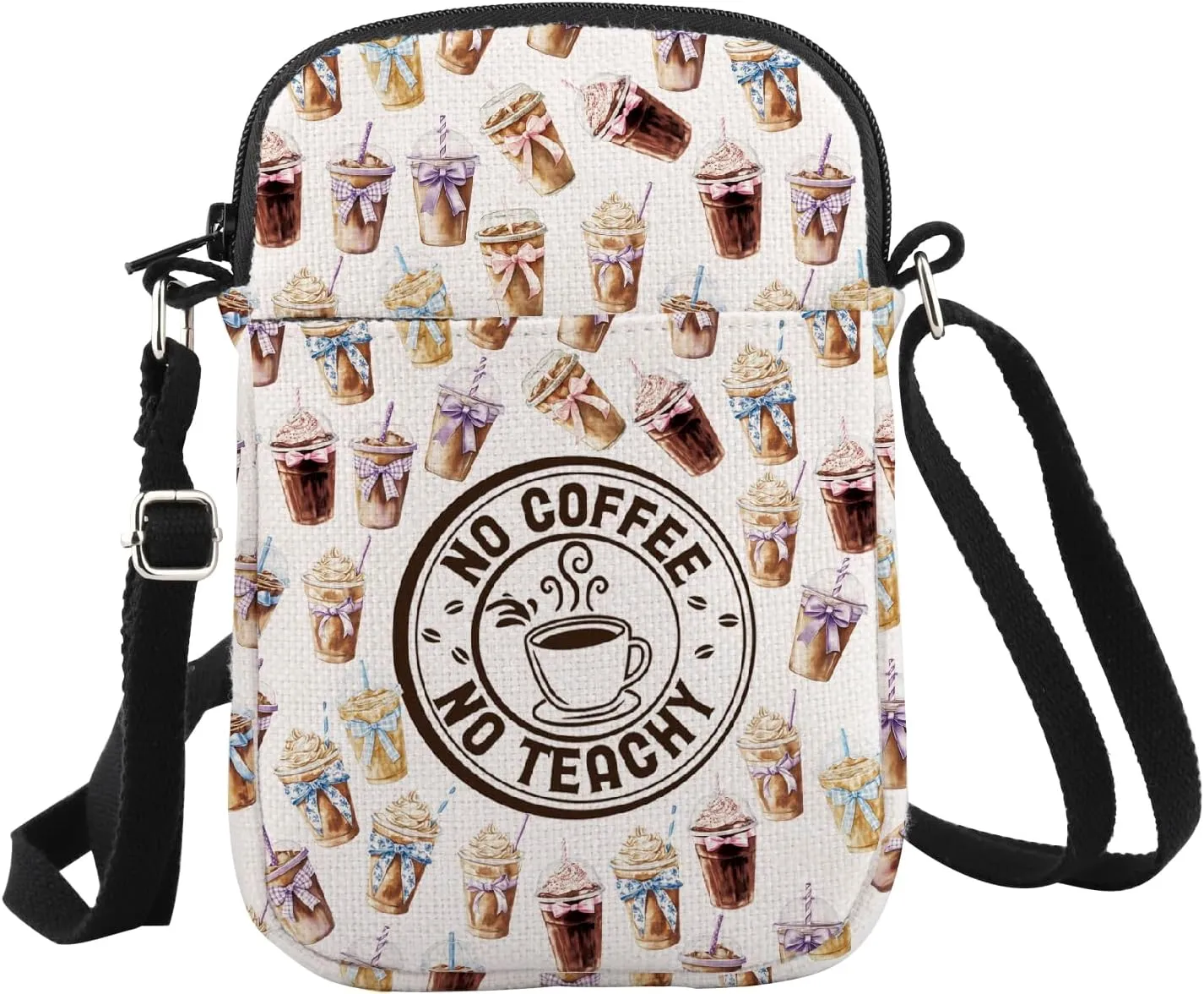WCGXKO Teacher Gift No Coffee No Teachy Crossbody Bag Teacher Thank you Gift Teacher Caffeine Addict Gift