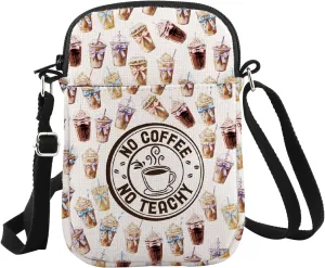 WCGXKO Teacher Gift No Coffee No Teachy Crossbody Bag Teacher Thank you Gift Teacher Caffeine Addict Gift