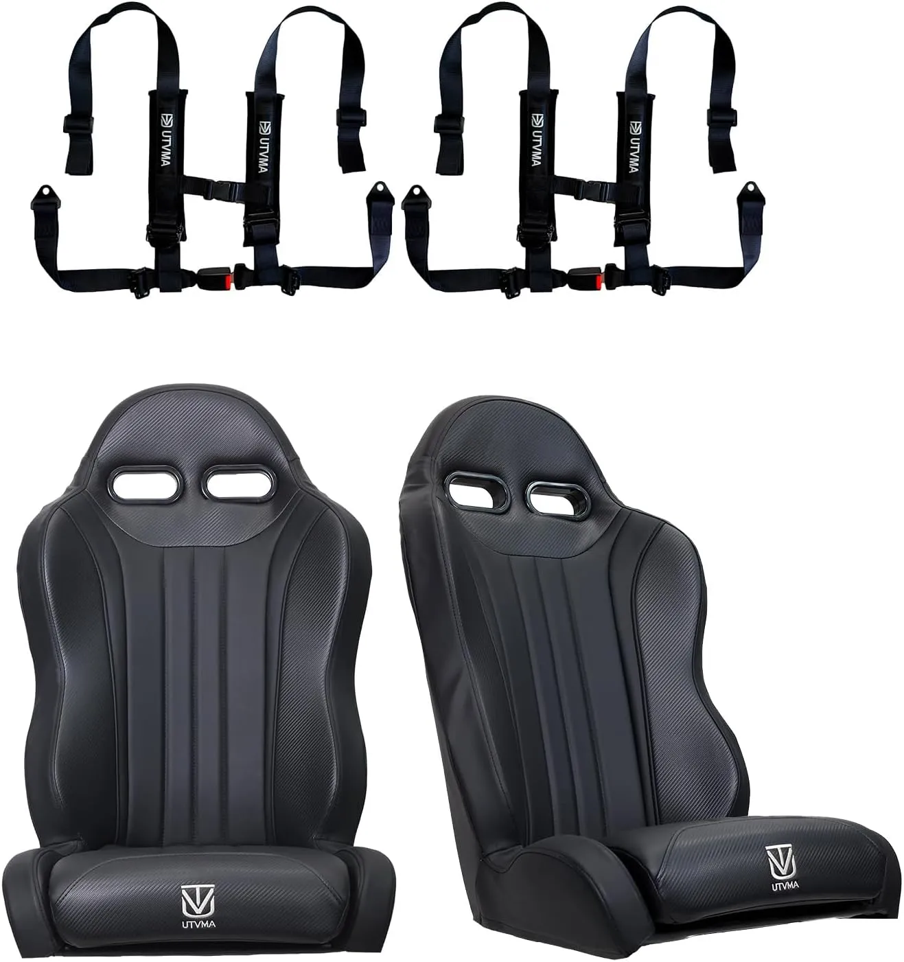 Weekender Series Suspension Bucket Seats With 4 Point Harness Compatible With Rzr 1000/Turbo S (2014-2023) Increased Comfort, Customizable Colors (Black)