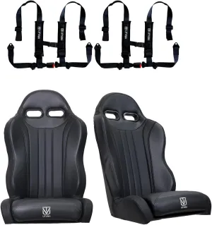 Weekender Series Suspension Bucket Seats With 4 Point Harness Compatible With Rzr 1000/Turbo S (2014-2023) Increased Comfort, Customizable Colors (Black)