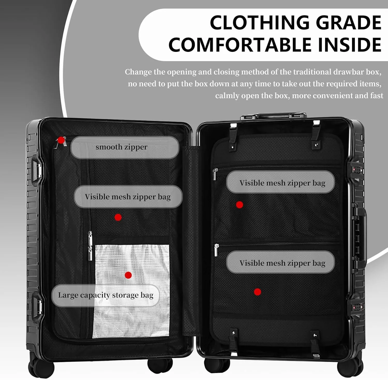 WEICHEN All Aluminum Magnesium Alloy 20 inch Carry On Luggage with Wheels and TSA Lock, 37.5L Hard Case Travel Luggage Carry On Suitcase Silver 22x14x9 Carry On Luggage