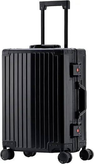 WEICHEN All Aluminum Magnesium Alloy 29 in Checked Luggage with Wheels, 86L Hard Shell Suitcase with TSA Lock Black Travel Suitcase