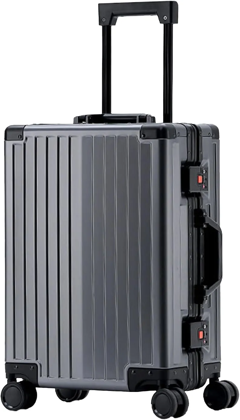 WEICHEN All Aluminum Magnesium Alloy 29 in Checked Luggage with Wheels, 86L Hard Shell Suitcase with TSA Lock Grey Check in Luggage