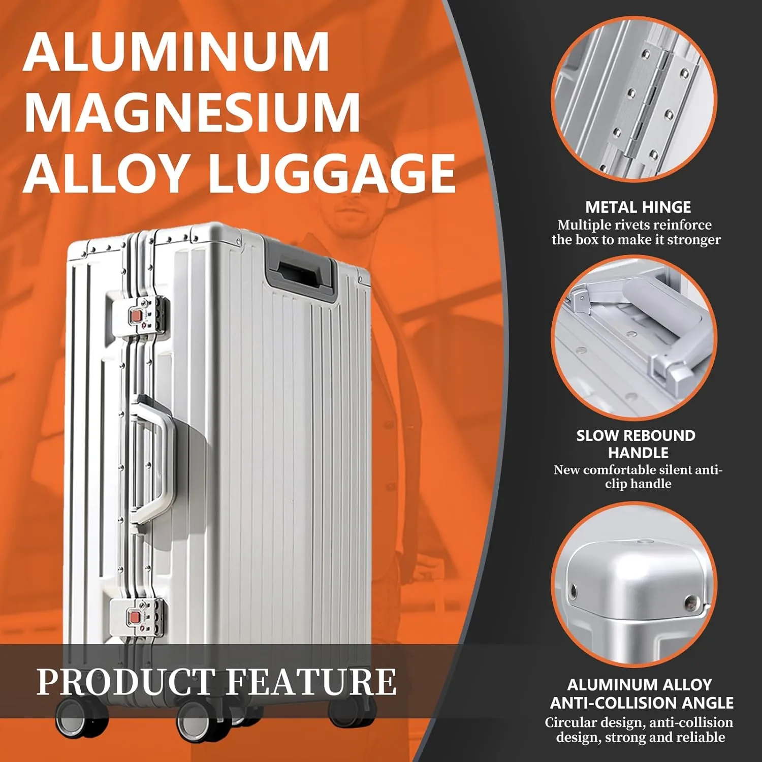WEICHEN All Aluminum Magnesium Alloy 29 in Checked Luggage with Wheels, 86L Hard Shell Suitcase with TSA Lock Red Zipperless Luggage