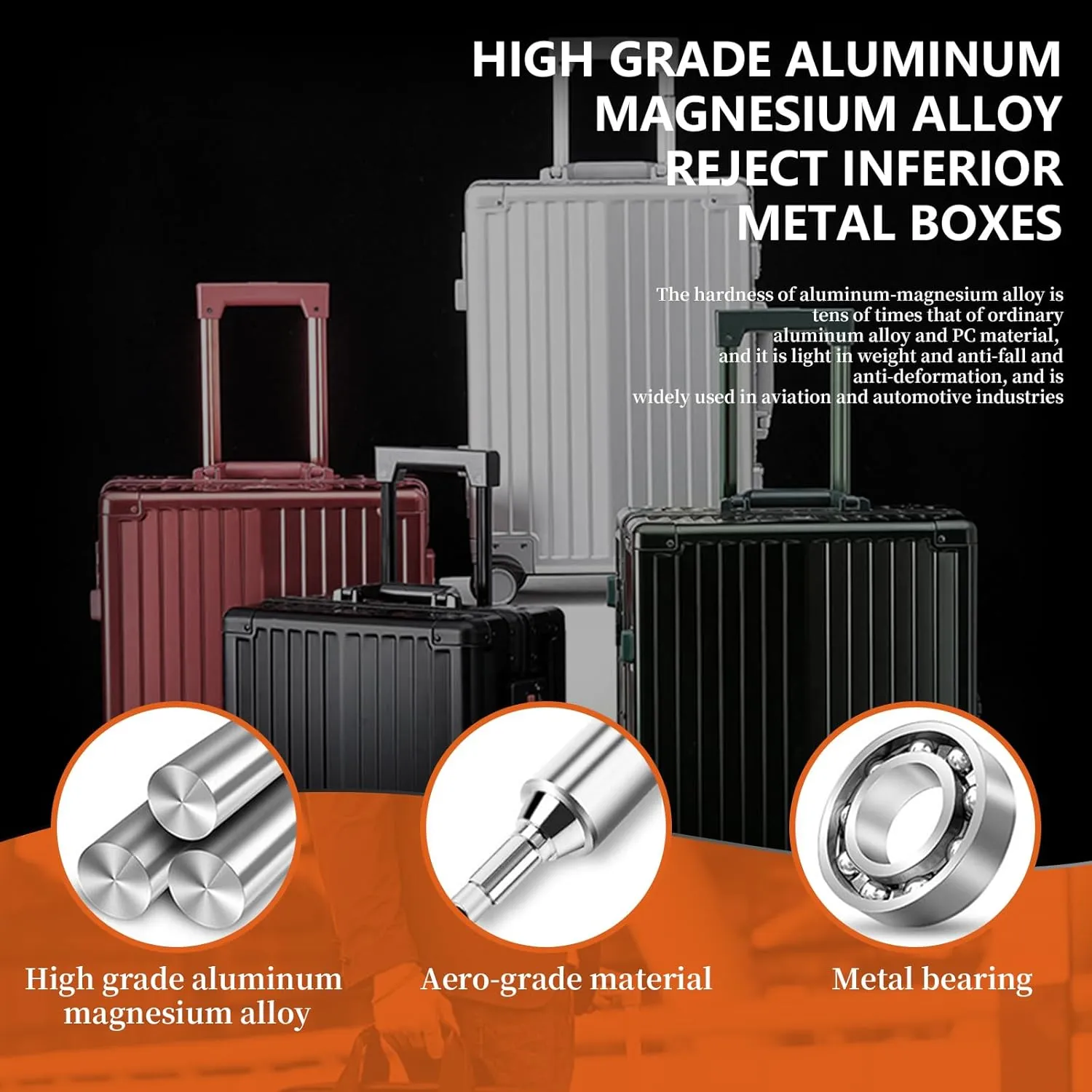 WEICHEN All Aluminum Magnesium Alloy 29 in Checked Luggage with Wheels, 86L Hard Shell Suitcase with TSA Lock Red Zipperless Luggage