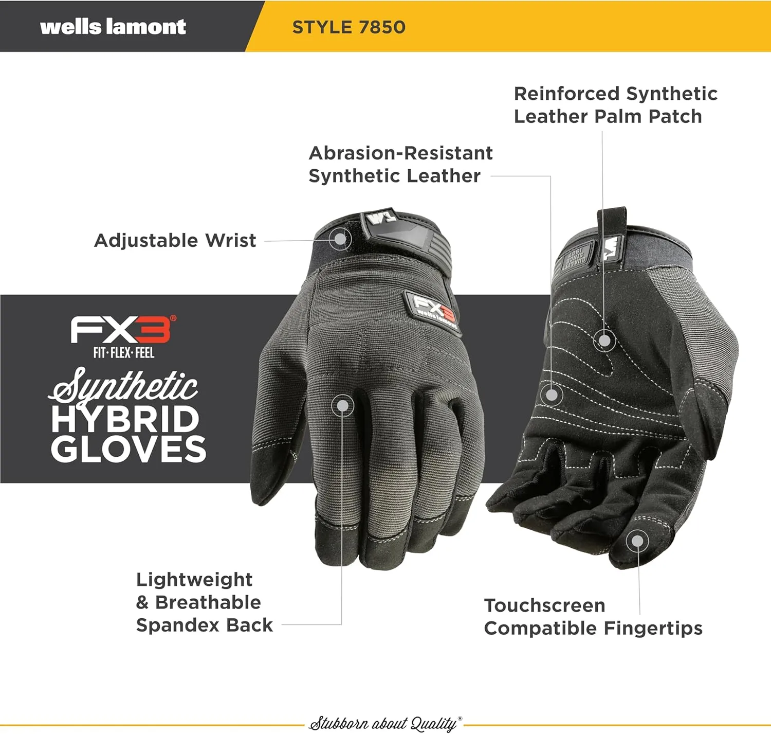 Wells Lamont Men's FX3 Extreme Dexterity All-Purpose Work Gloves, Touchscreen, Large (7850L)