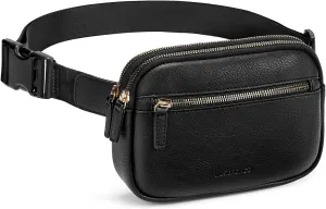 WESTBRONCO Fanny Packs for Women, Fashion Waist Packs with Adjustable Strap, PU Leather Belt Bag with Multi-Pockets, Small Crossbody Purse, Black
