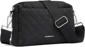 WESTBRONCO Quilted Crossbody Bags for Women Small Crossbody Purse Nylon Lightweight Shoulder Handbags with Adjustable Strap