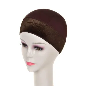 Wig Grip Cap 2-in-1 Adjustable Comfortable Velvet Wigs Cap for Lace Frontals and Wigs,Silk ice Wig Cap (Dark Brown)