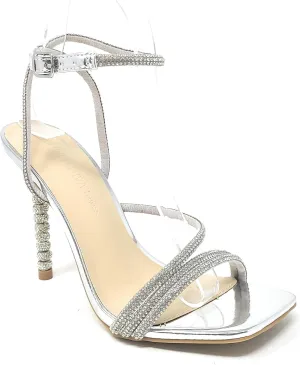 Wild Diva Women's Square Toe Rhinestone Embellished Straps Formal Stiletto High Heels Flair-06